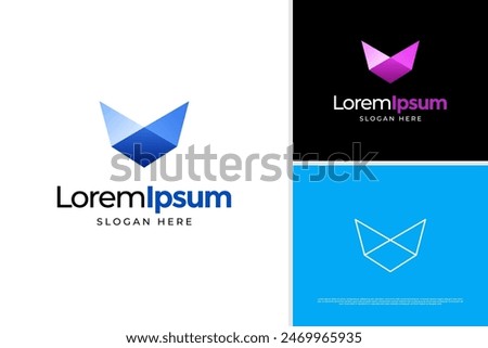 Modern letter V prism logo illustration design concept, colorful prism logo design, prism logo template