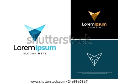 Modern letter V prism logo illustration design concept, colorful prism logo design, prism logo template