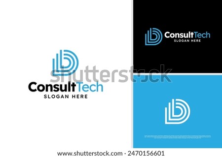 Minimalist D letter line consulting technology logo design concept, consulting data logo template, accounting company logo