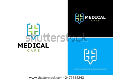 Vector minimalist medical services logo, health point logo design, healthcare logo design template