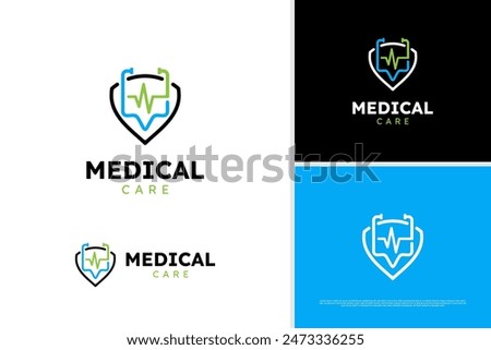 Vector minimalist medical services logo, health point logo design, healthcare logo design template