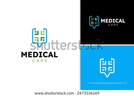 Vector minimalist medical services logo, health point logo design, healthcare logo design template