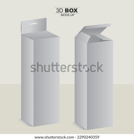 Hanging and Normal vertical Packaging Box Mockup -Triple Height Single Width Template with 3D Preview - Vector Draw illustration