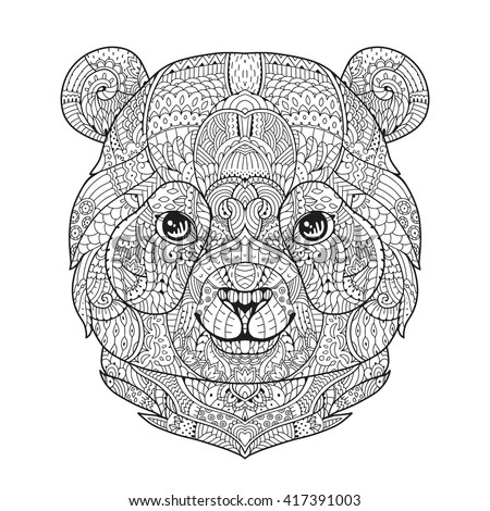 Zen Art Panda. Bear Head In Zentangle Style For The Adult Antistress ...