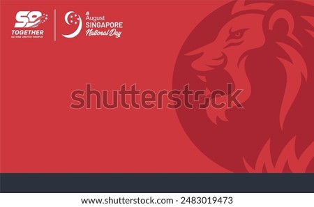 59th anniversary of Singapore independence day red batik banner. 59th Singapore national day 2024 template with 59 logo, social media spot and lion silhouette. Best template for company greeting. 