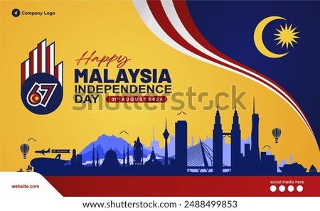 Exclusive 67th Malaysia Independence Day 31st August 2024 Vector Illustration. Design for 67th Malaysia 