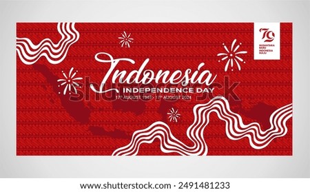 79th Anniversary of Indonesia Independence Day Celebration Banner and Background with 79 Logo and Indonesia Map Illustration. Best for HUT RI ( Anniversary of Indonesia )2024 Greeting. 