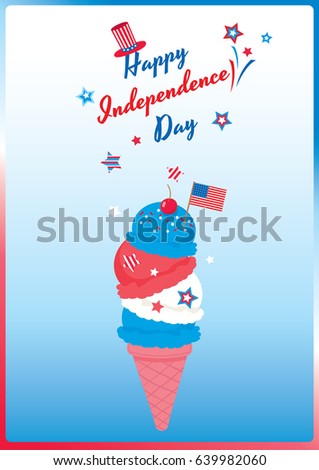 Ice cream cone design for Happy Independence day United states of America, 4th July.