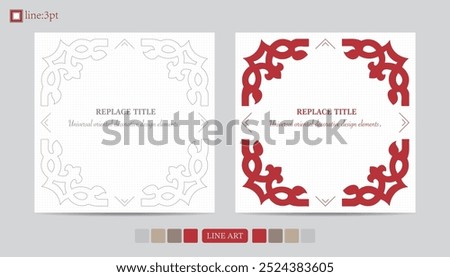 Luxury festival card decorative art design vector. Pattern, phoenix, continuous, vine phoenix line art on red background. Design illustration of cover, greeting card, print, background