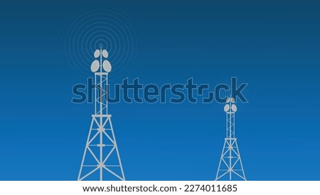 Digital technology vector illustration connecting tower with antennas radio wave eps background.