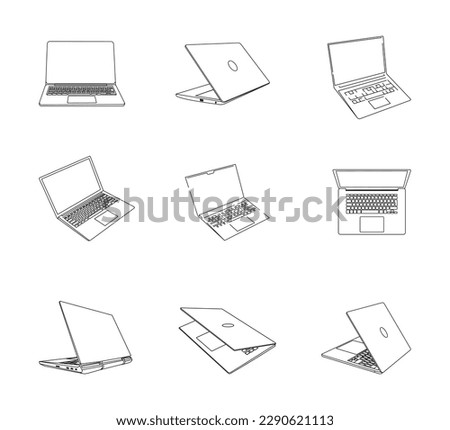 Laptop Outline Illustration Vector Set