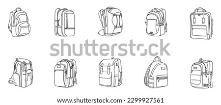 School Backpack Hiking Outline Illustration
