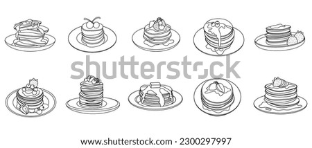 Similar – Image, Stock Photo Mini pancakes with butter and blueberries lie in a plate on a wooden table. Brunch, dessert for children, trending food. Space for text