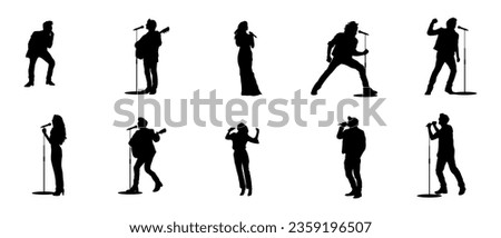 Similar – Image, Stock Photo Silhouette of male singer in studio