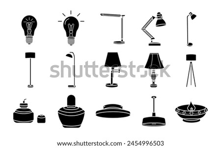 Lamp Filled Vector Set Illustration