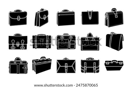 Briefcase filled vector set illustration