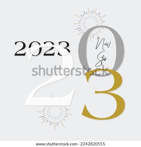 2023 logo design Happy New Year! Text design for the New Year 2023. Banner, online, social network, cover, and calendar vector templates. Isolated flat 2023 sign on a white backdrop