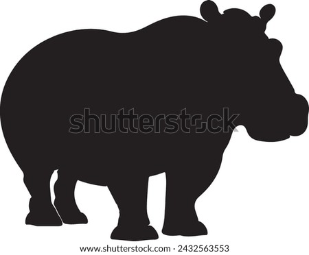 Hippo Silhouette Vector Illustration White Background