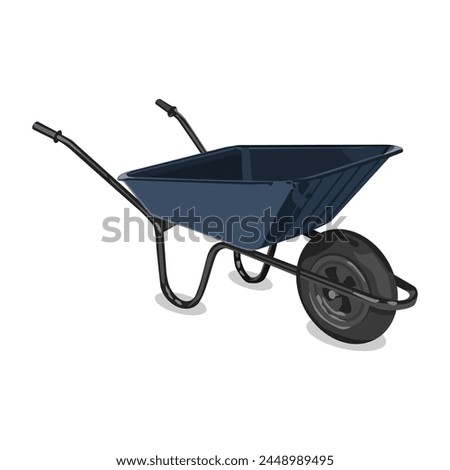 Wheelbarrow vector illustration isolated on white background. Illustration of a wheelbarrow. planting tools illustration. Gardening tools vector illustration.