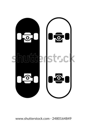 Simple Skateboard Icon Vector Isolated on White. Skateboard Icon Set Vector.