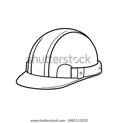 Hard hat safety helmet line art vector isolated on white. Safety construction helmet vector line art.