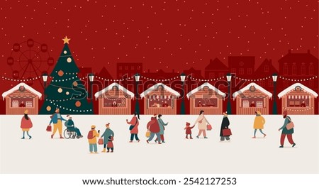 Similar – Image, Stock Photo Christmas market in the late evening with thick snowflakes