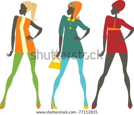 Sixties Style Girls Silhouettes Stock Vector Illustration 77112835 ...