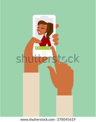 Online dating app concept flat vector illustration