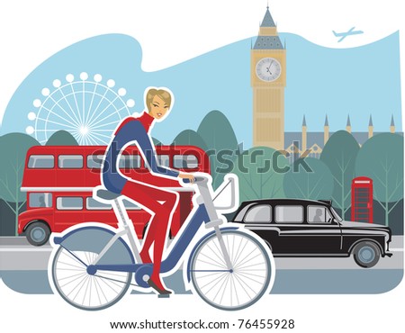 girl cycling in London