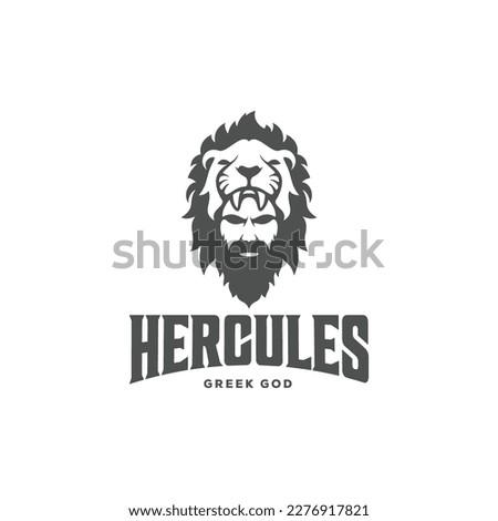 silhouette of hercules head logo illustration design