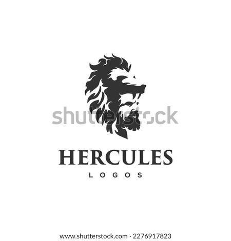 silhouette of hercules head logo illustration design