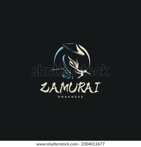 Samurai warrior Logo Design Vector. Silhouette of Samurai. Template illustration