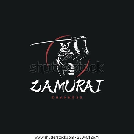 Samurai warrior Logo Design Vector. Silhouette of Samurai. Template illustration