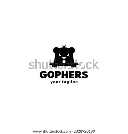 Gophers logo silhouette coming out of a hole