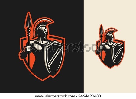 illustration of spartan king in armor and helmet	