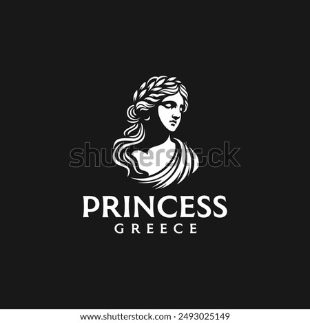 Greek queen statue logo illustration