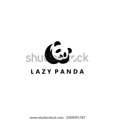 Panda bear silhouette Logo design vector illustration. Funny Lazy Logo Panda animal logo.