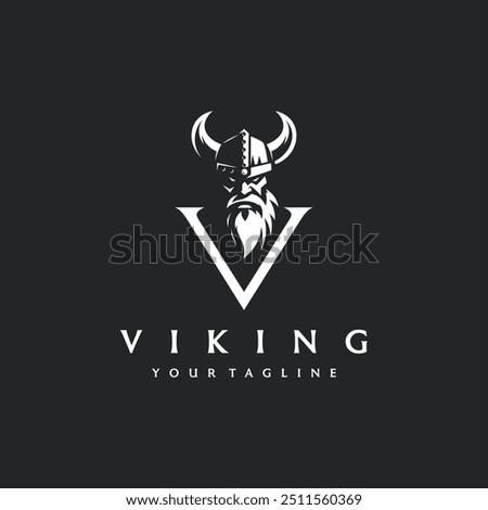 viking man angry face logo vector illustration ink drawing style.