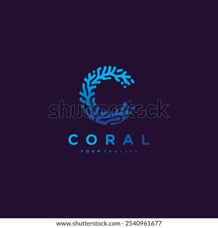 letter C coral logo design vector illustration