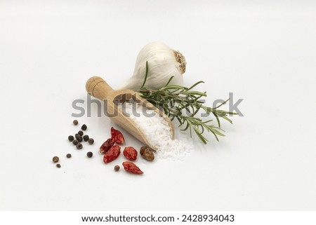 Similar – Image, Stock Photo Rosemary salt on a wooden spoon