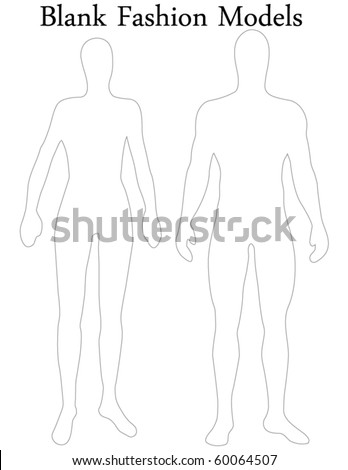 Set Of Blank Male And Female Fashion Models Stock Vector Illustration ...