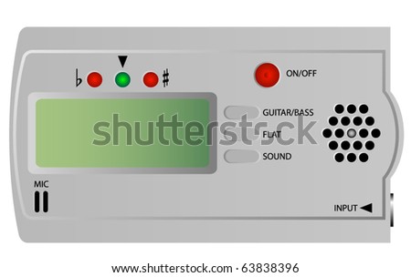 Electric Guitar and Bass Tuner Isolated on White