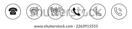 Phone icon set. Chat icon. Contact icon phone mobile call. Contact us. Telephone call sign. Contact us symbol. Cell phone pictogram. Vector illustration phone icon set, Telephone call sign