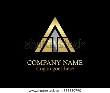 triangle pyramid arrow gold logo