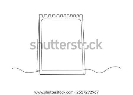 Hand-drawn calendar continuous single line drawing. Notebook outline vector illustration.