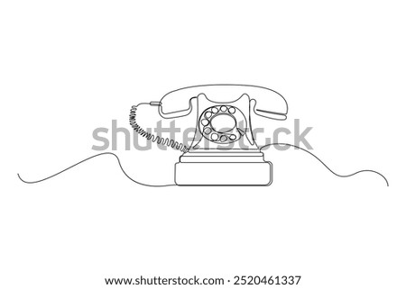 Telephone one line art drawing.  Communication concept vector background. 