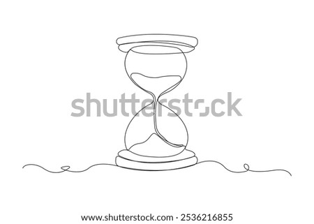 Hand-drawn hourglass one-line art drawing. Hourglass continuous outline vector.	