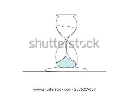 Simple hand-drawn hourglass one-line art drawing. Hourglass continuous outline vector illustration.	