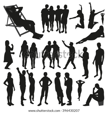 People Silhouettes Stock Vector Illustration 396430207 : Shutterstock