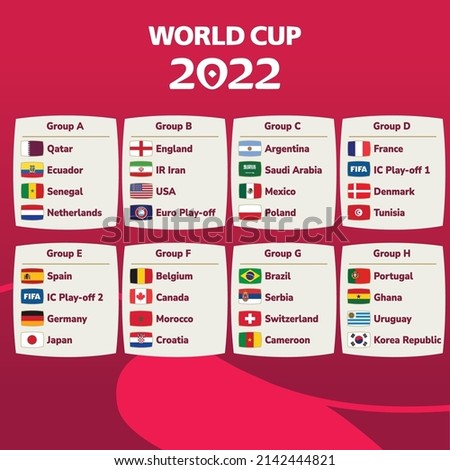 World Cup football championship 2022 groups vector